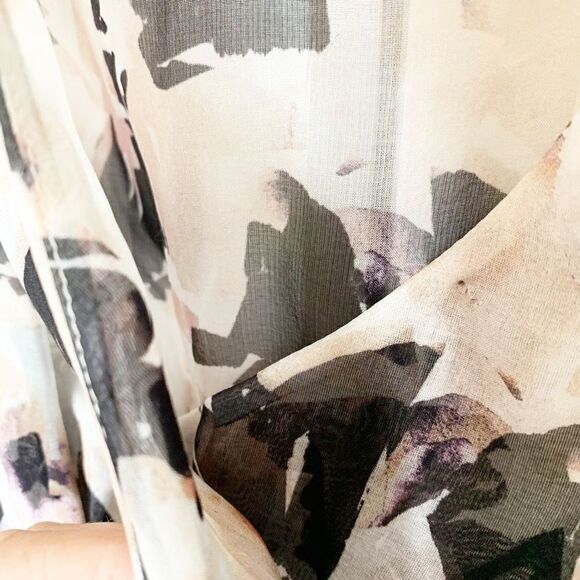 CAROLINE CONSTAS Sonya Smocked Silk Floral Print Sheer Blouse Women’s Size Small - Picture 8 of 12